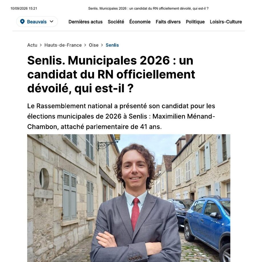 Capture de l’article Actu Oise sur les municipales 2026